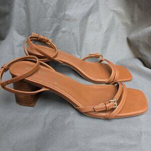 Schuh Saturn Midi Block Heel Sandals In Tan Size 9 Shoes Party Church Dressy